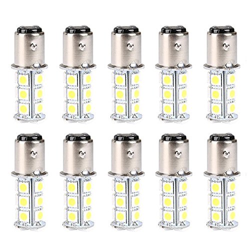 10-Pack 1157 2057 2357 7528 BAY15D 18-SMD LED Bulbs For Turn Tail Signal Brake Light Lamp Backup Lamps RV Camper Warm White