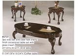 ELEGANT OVAL BALL AND CLAW FOOT 3 PC COFFEE TABLE SET