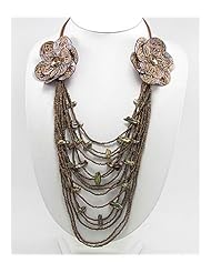 Flower Leather Fresh Water Pearls Necklace