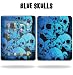 Protective Vinyl Skin Decal Cover for Apple iPad tablet e-reader 3G or Wi-Fi – Blue Skulls