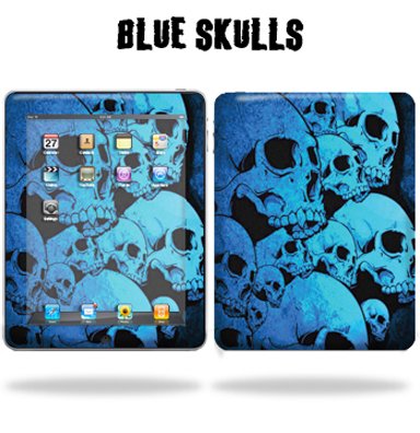 MightySkins Protective Vinyl Skin Decal Sticker for Apple iPad tablet e-reader 3G or Wi-Fi - Blue Skulls