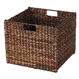 Wicker Storage Bin with Handles - Dark Brown by Whitney Design