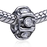 Pandora Style Bead Rhinestone Studded Roulette European Charm Bead Fits Pandora Bracelet