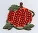 Sequin Orange Pumpkin with Vines Iron on Embroidered Patch