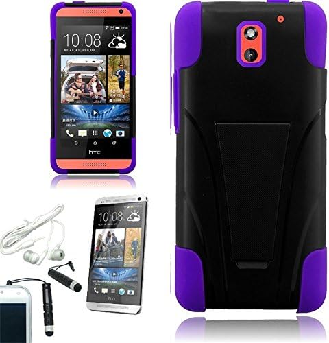 [ARENA] BLACK PURPLE HYBRID SLANT STAND COVER HARD GEL CASE for HTC DESIRE 612 VERIZON + FREE ARENA ACCESSORIES