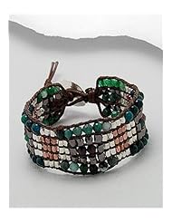 Cotton Semi GemStone Beads Bracelet In Copper