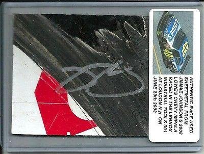 Jimmie Johnson LOWES KOBALT TOOLS Signed Nascar Race Used Sheetmetal Piece - NASCAR Autographed Race Used Items