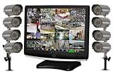 Clover Electronics LCD22168 22-Inch Wide Screen 16-Channel All-In-One Security System with 8 Cameras - Large (Black)
