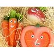 Happy Veggies Set of 3 Vegetable Candles in a Crate