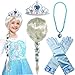 Princess Elsa Wig Frozen Elsa Braid with Princess Tiara Necklace Gloves Princess Elsa Dress Up Costume Cosplay Accessories for Kids Girls