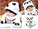 ACEFAST INC Children Hat 100% Wool Hat+Scarf Two Piece Set Panda Children Animal Cap