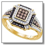0.53 Carat Chocolate Brown And White Diamond 10K Yellow Gold Womens Ladies Wedding Anniversary Fashi