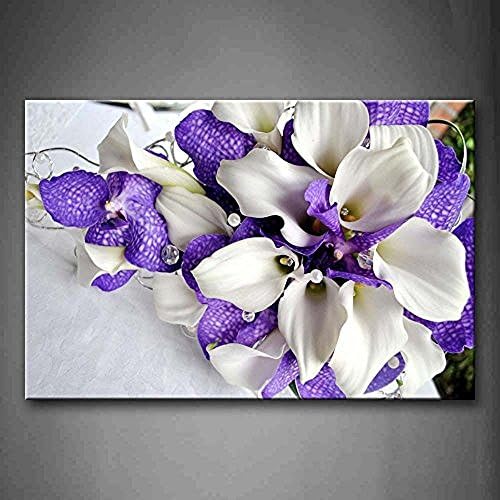 Fitting You Canvas Bunch Of Flowers In White And Dark Purple Wall Art Painting Pictures Print On Canvas Flower Picture For Room