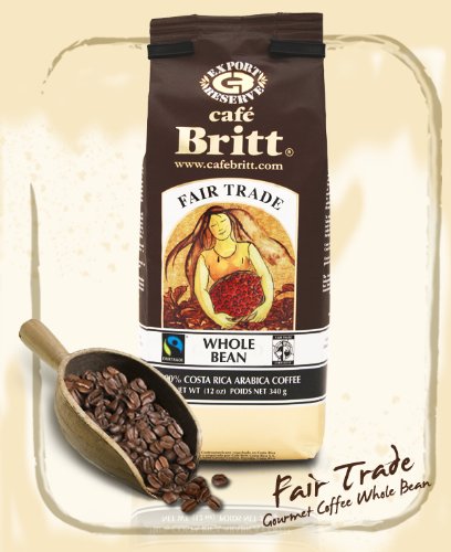 Cafe Britt Fair Trade Whole Bean Coffee, 12-Ounce Bags (Pack of 2)