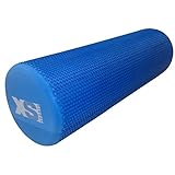 TEXTURED GRID YOGA EXERCISE EVA FOAM ROLLER-TRIGGER-GYM-PILATES-PHYSIO-MASSAGE BLUE