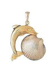 CleverEves 14K Gold Pendant Two Tone Shell with Dolphin 18.1 - Gram(s)