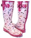 Shoes Printed Pink Rainboots Buckles Straps Boots