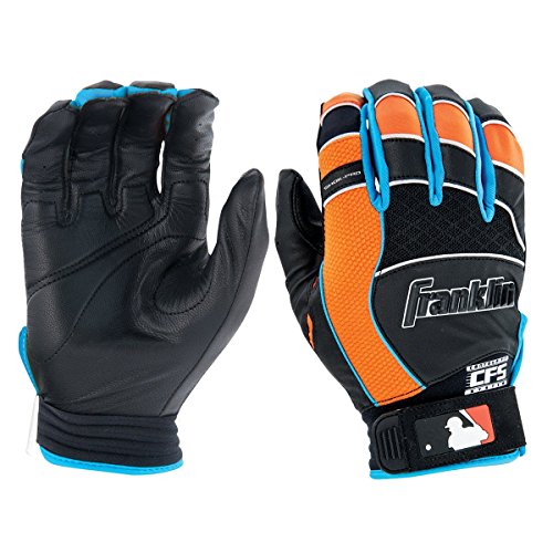 Franklin Sports MLB Adult ShokPro Batting Gloves, Black/Blue/Orange, XXLarge Sporting Goods