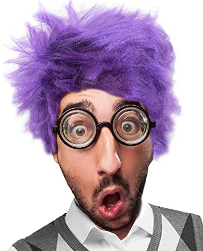 Costume Adventure High Anxiety Purple Fearful Feelings Wig and Glasses Costume Set