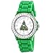 Geneva Women's 5573_xmasgreentree Holiday Boyfriend White Dial with Christmas Tree and Crystals Watch