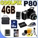 Nikon Coolpix P80 10.1MP 18x Optical Zoom Digital Camera 26114 4GB SDHC Memory Card BigVALUEInc Accessory Saver Bundle + MORE