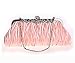 Womens Vintage Satin Pleated Envelope Evening Cocktail Wedding Party Handbag Clutch, Blush