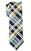Retreez Elegant Plaid Check Woven Microfiber Skinny Tie - Dark Green, Yellow and Navy Blue