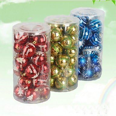 GONGXI 24 pcs Christmas Decorations Hanging Drop Electroplating Balls(¦µ=6cm) , Red