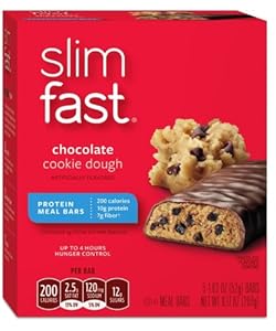 SlimFast Chocolate Cookie Dough Meal Bars, 5-Count, 1.83 Ounce Bars (Pack of 8)