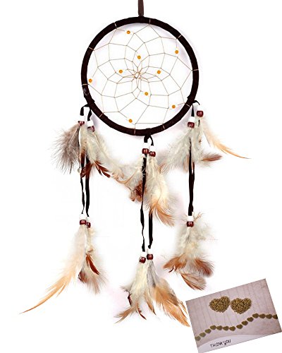 Bslino dream catchers brown handmade beaded feather nat…