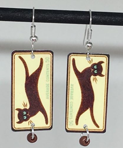 Catup- Catdown, Cat Earrings, Vintage Design, Free Shipping