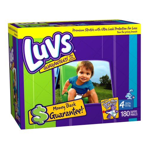 Luvs Premium Stretch Diapers, Size 4 (22-37 Lbs), 180 Diapers