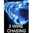 50Ft Rope Lights; 3wires ocean blue and pure white chasing LED Rope Light Kit; Christmas Lighting; outdoor rope lighting