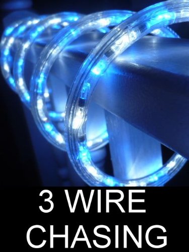 50Ft Rope Lights; 3wires ocean blue and pure white chasing LED Rope Light Kit; Christmas Lighting; outdoor rope lighting
