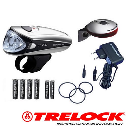 Trelock MULTISET LED LS 730/610 mit Akkus und Ladegeraet silber/schwarz