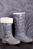 Gefütterte Damen Winter Glanz Stiefel Schneestiefel Boots Stiefeletten in 3 farben , Größe:39;Farbe:Grau