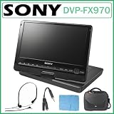 Sony DVP-FX970 9-Inch Portable DVD Player + Sony Headphones + Accessory Kit