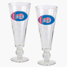 Click here to buy Los Angeles Clippers 2 Piece Pilsner Glass Set with Basketball on Stem by Great American Products.