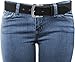 EURO Womens Thick Wide Stitched Leather Belt - MAP019A - Black M