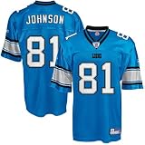 Calvin Johnson Jersey: Reebok Blue Replica #81 Detroit Lions Jersey