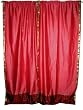 2 Pink Maroon Art Silk Sari Curtains Drapes Panels Window Dressing 96x44 Inch