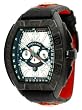 Adee Kaye #AK7230-MIPB Black IP Men's Oversized Big Numerals Leather Band Chronograph Watch