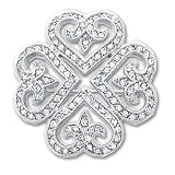 Rhodium-plated CZ Clover Pin