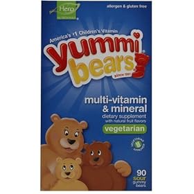 Yummi Bears Multi-Vitamin & Mineral, Vegetarian, 90-Count Sour Gummy Bears