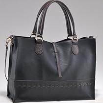 Hot Sale Designer Inspired On-the-go tote w/ inside attached quilted Handbag Black/Coffee Trim
