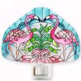 Tiffany Flamingos - Hand Painted Stained Glass Tiffany Style Night Light