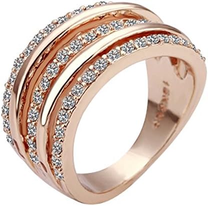 Wholesale Fashion Jewellery Women Rose Gold Color Rhinestone Crystal Ring Size 8