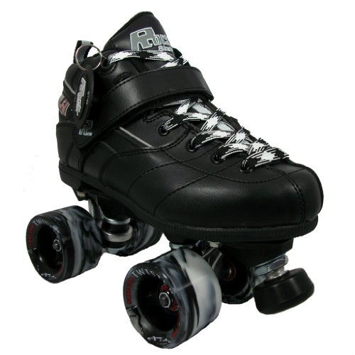 Sure Grip Rock GT50 Black Boots with Black & White Twister Wheels and Plaid Laces Mens Boys Ladies Womens Girls Kids Childrens Youth Quad Speed Roller Skates