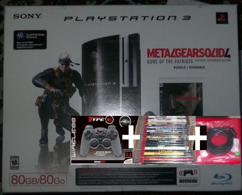 NEW Ps3 80gb MGS4 BUNDLE+any Game Out of 40+2nd Sixaxis Controller+15 Feet 24k Gold Hdmi Cable+copy of the Receipt