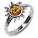 Honey Amber Sterling Silver Sun Ring, size 5